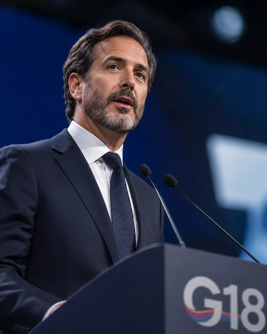 An enterprise leader delivering a formal address